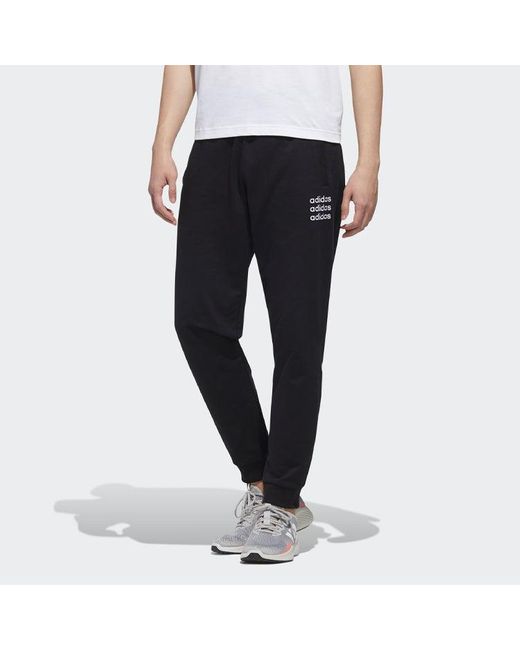 Adidas Black Neo Logo Pattern Bundle Feet Casual Sports Pants for men