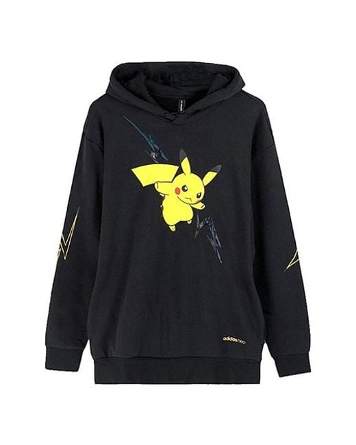 Adidas Blue Neo M Pkmn Pikachu Pattern Printing Hooded Drawstring for men