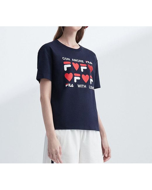 Fila Blue (Wmns) Logo Love Printing Short Sleeve