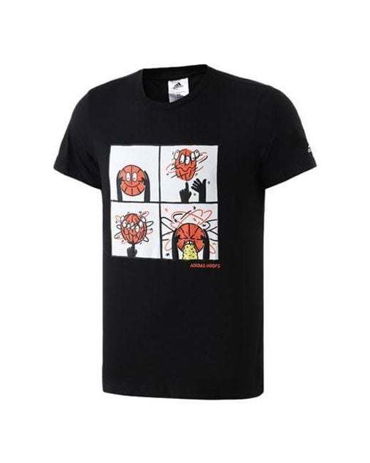 Adidas Black Basketball Cartoon Printing Short Sleeve for men