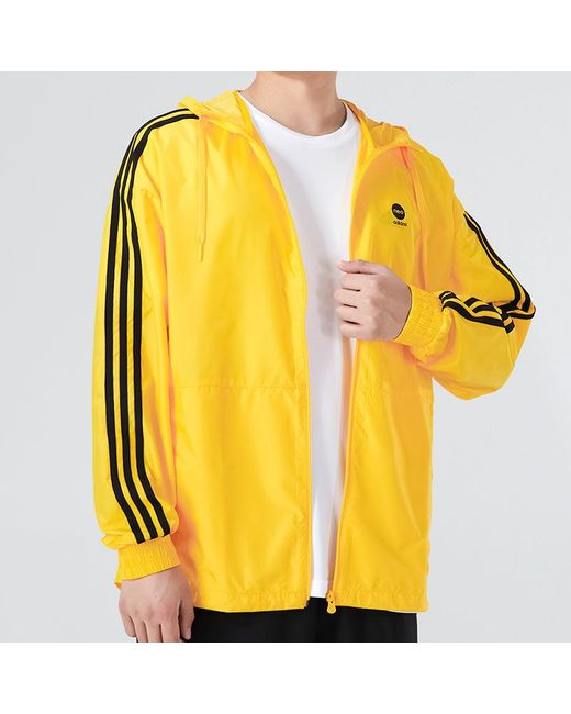 Adidas Yellow Neo Essentials Windbreaker Jackets for men