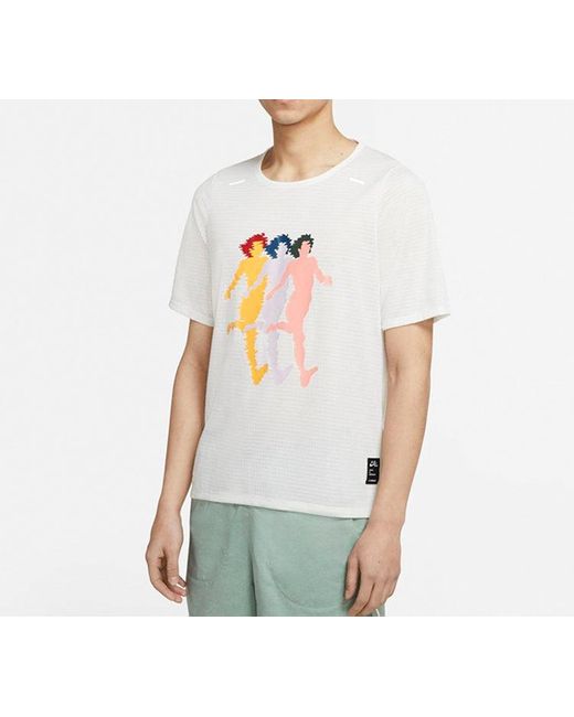 Nike Gray Dri-Fit Rise 365 A.I.R Artist Pattern Running Short Sleeve T-Shirt for men