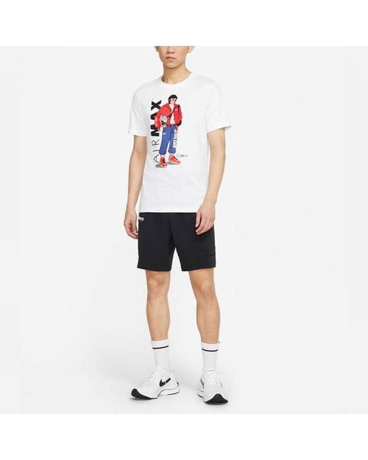 Nike Red Sportswear Pattern Printing Sports Round Neck Short Sleeve for men