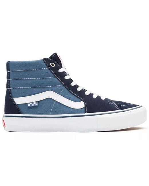 Vans Blue Skate Sk8-Hi Splicing Contrasting Colors Casual Sports Skateboarding Shoes for men