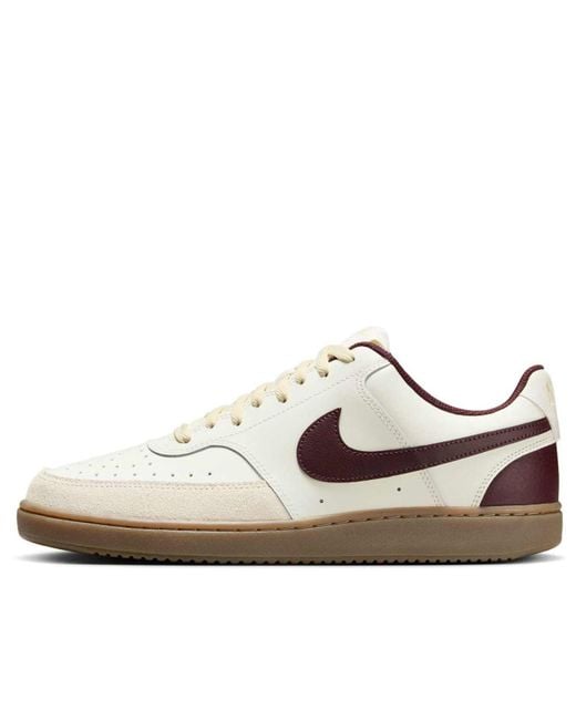 Nike Men's White Court Vision Low 'Sail Burgundy Crush Gum'