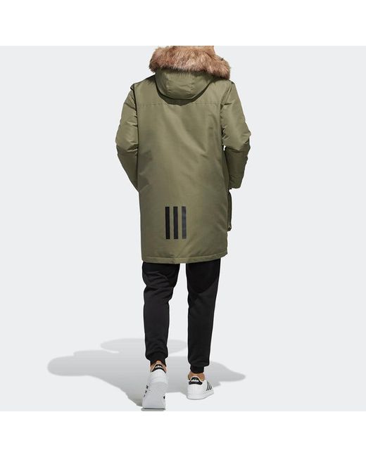 Adidas Green Neo M Strt Down Prk Sports Hooded Stay Warm Down Jacket Khaki for men