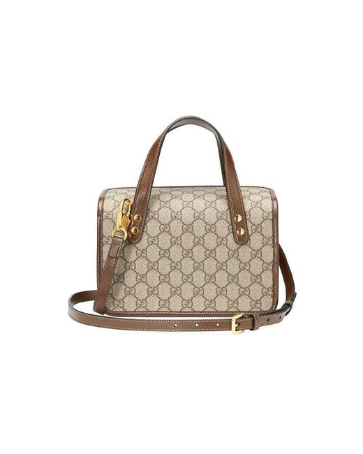 Gucci Brown (Wmns) Canvas Horsebit 1955 Old Flower Logo Single-Shoulder Bag Mini