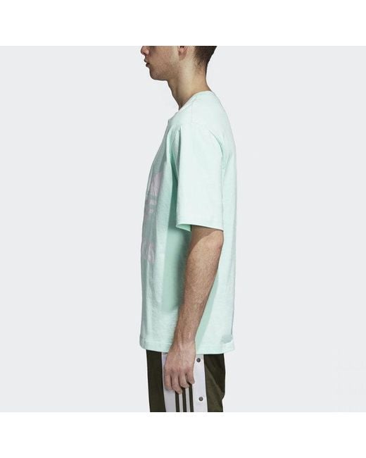 Adidas Blue Originals Large Logo Printing Round Neck Short Sleeve Mint for men