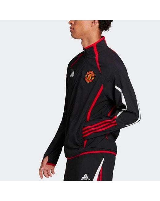 Adidas Black Logo Stand Collar Stripe Long Sleeves Jacket for men