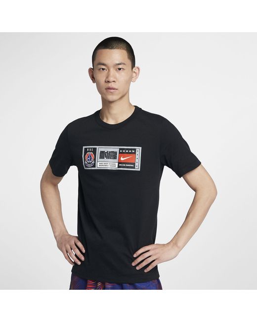 Nike Black Dri-Fit Basketball Athleisure Casual Sports Quick Dry Short Sleeve for men