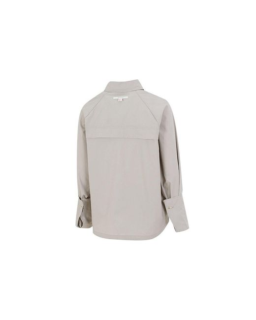 Nike Gray (Wmns) Sportswear Icn Clsh Wvn Ls Top Long Sleeved Shirt