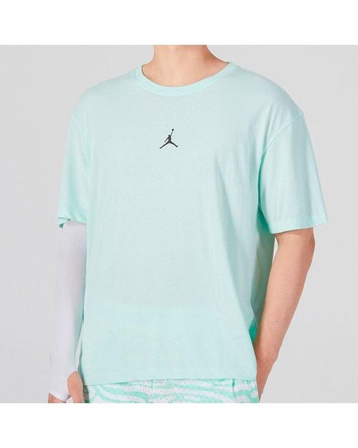 Nike Blue Solid Color Logo Round Neck Pullover Short Sleeve Mint T-Shirt for men
