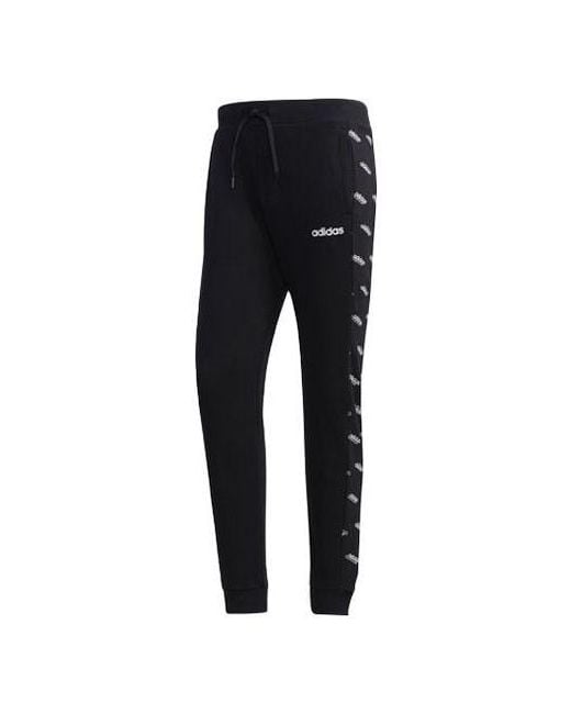 Adidas Black Printing Splicing Knit Bundle Feet Sports Pants for men