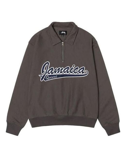 Stussy Gray X Denim Tears Half Zip Fleece 'Charcoal' for men
