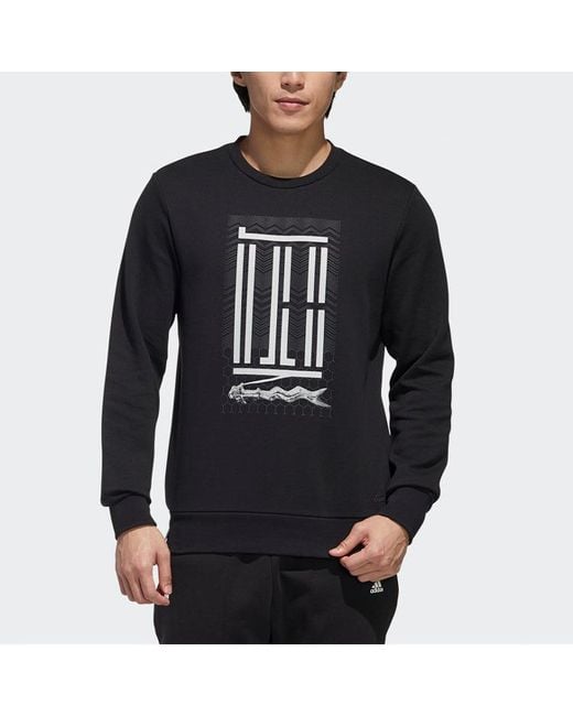 Adidas Blue Wj Crew Logo Printing Pullover Round Neck for men