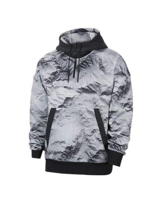 Nike Gray Alphabet Printing Half Zipper Colorblock Casual for men