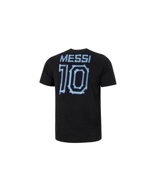 Adidas Black M Messi G T Character Alphabet Numeric Printing Soccer/Football Sports Short Sleeve 1 0 for men