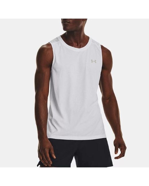 Under Armour White Launch Elite Singlet for men
