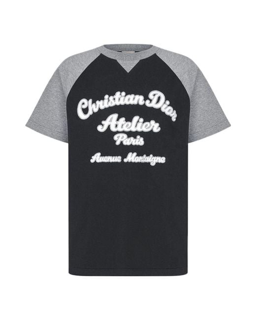 Dior Black Ss22 Alphabet Pattern Loose Short Sleeve T-Shirt for men