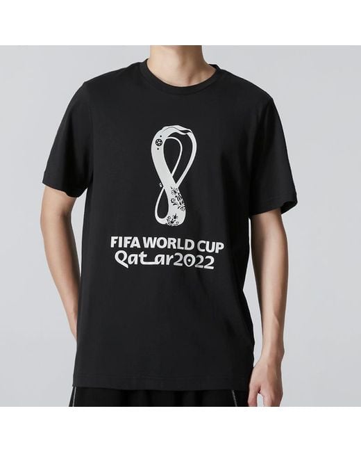 Adidas Black Geometry Pattern Alphabet Printing Athleisure Casual Sports Round Neck Short Sleeve T-Shirt for men