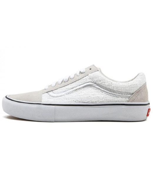 Vans White Supreme X Old School Pro Iridescent Skate Shoes