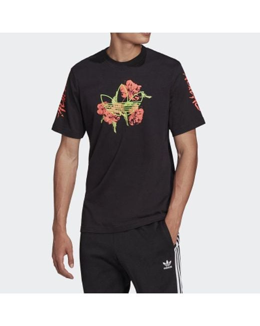 Adidas Black Originals Logo Printing Athleisure Casual Sports Short Sleeve for men