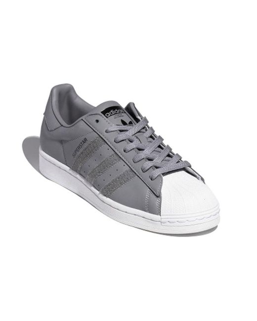 Adidas Gray Originals Superstar Velcro Retro Casual Shoes for men