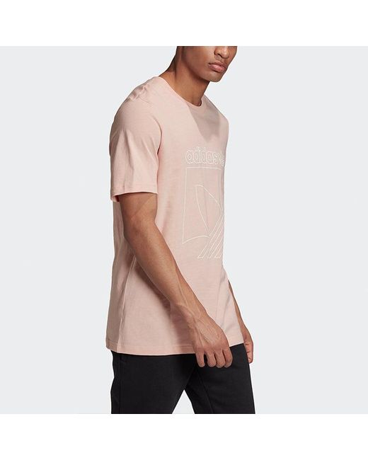 Adidas Pink Originals Sprt 3S Tee Logo Printing Sports Short Sleeve for men
