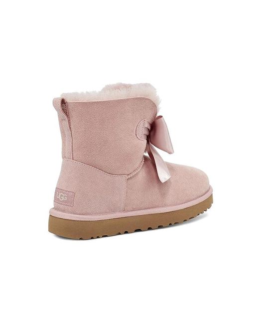 Ugg Pink (Wmns) Gita Bow Mini Cozy Stay Warm Plush Fleece Lined