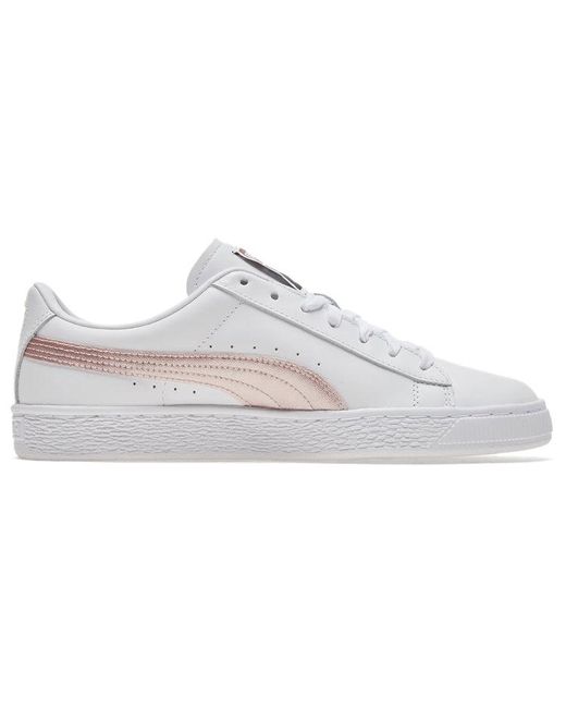 PUMA White (Wmns) Basket Classic Metallic