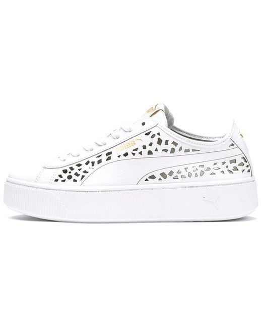 PUMA White (Wmns) Vikky Stacked Laser Cut Softfoam Sneakers