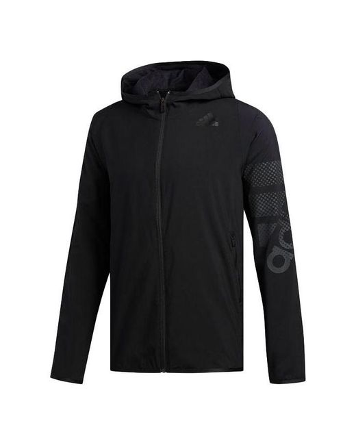 Adidas Black Sports Hooded Long Sleeves Jacket for men