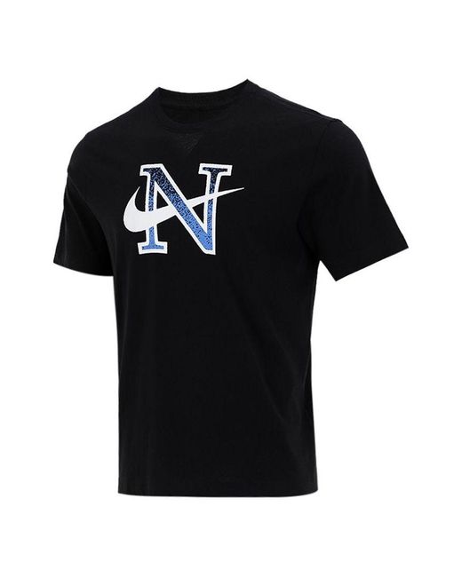 Nike Black Alphabet Logo Athleisure Casual Sports Breathable Short Sleeve for men