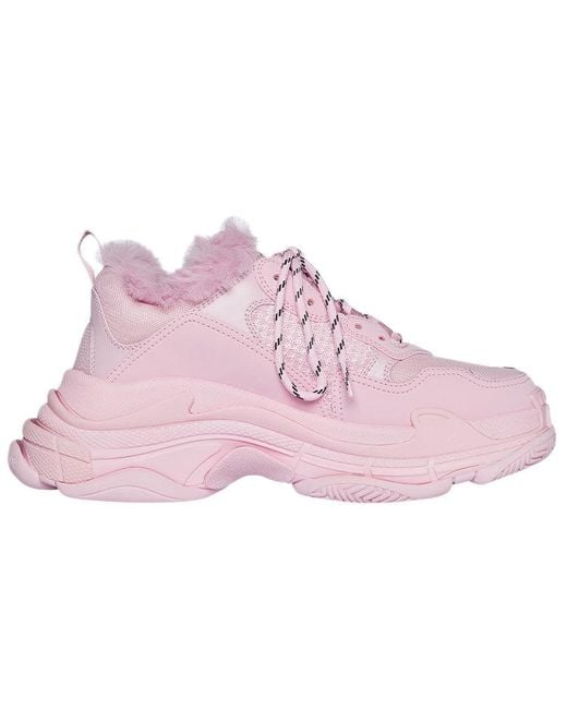 Balenciaga Pink (Wmns) Triple S Sneaker Fake Fur
