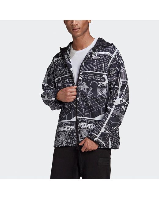 Adidas Blue Originals R.Y.V. Graphic Windbreaker For for men