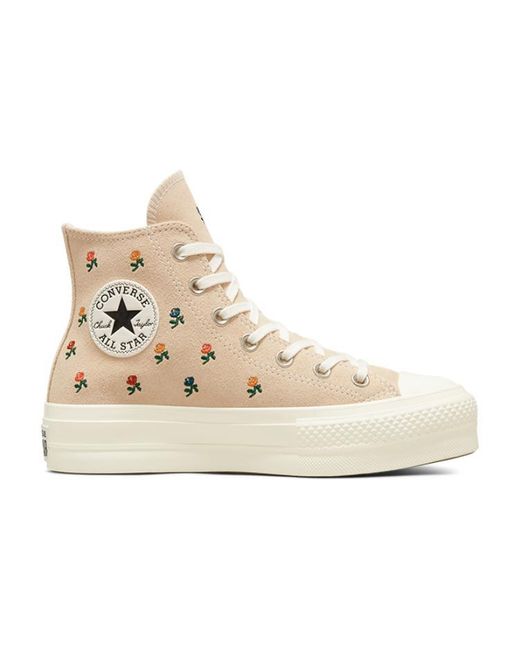 Converse Natural (Wmns) Chuck Taylor All Star Lift Platform High 'Embroidered Roses'