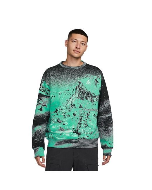 Nike Green Acg Therma-Fit All-Over Print Fleece Crew 'Light Menta' for men