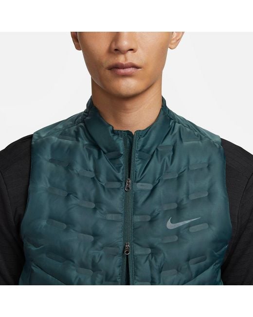 Nike Green Therma-Fit Adv Repel Down Running Vest Asia Sizing 'Dark' for men