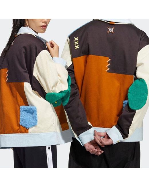 Adidas Blue Originals X Melting Sadness Crossover Series Contrast Color Stitching Logo Sports Jacket Couple Style