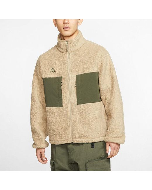 Nike Natural Acg Sports Stay Warm Contrasting Colors Pocket Stand Collar Fleece Jacket for men