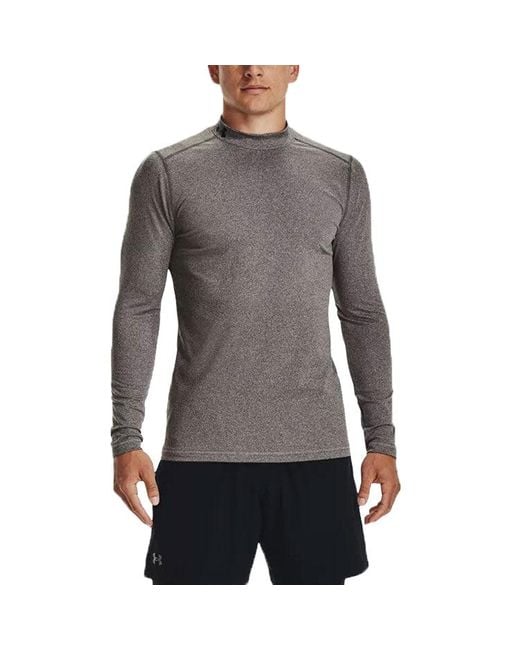 Under Armour Gray Coldgear Armour Fitted Mock Long Sleeve T-Shirt 'Charcoal Light Heather for men