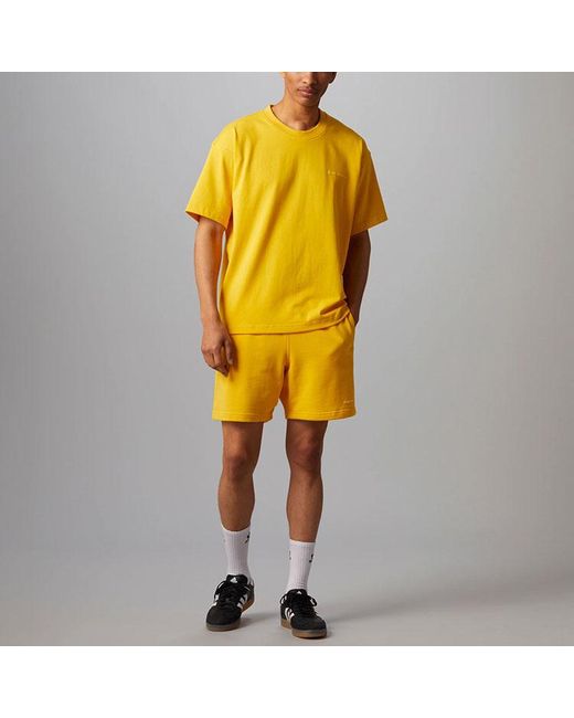 Adidas Originals X Pharrell Williams Crossover Casual Breathable Sports Solid Color Short Sleeve Yellow T-shirt for men