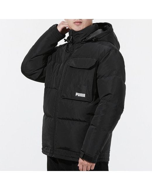 PUMA Black Hoodie Loose Down Jacket for men