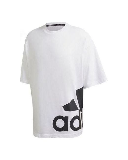 Adidas White M Mh Boxbos Tee Side Large Logo Short Sleeve for men