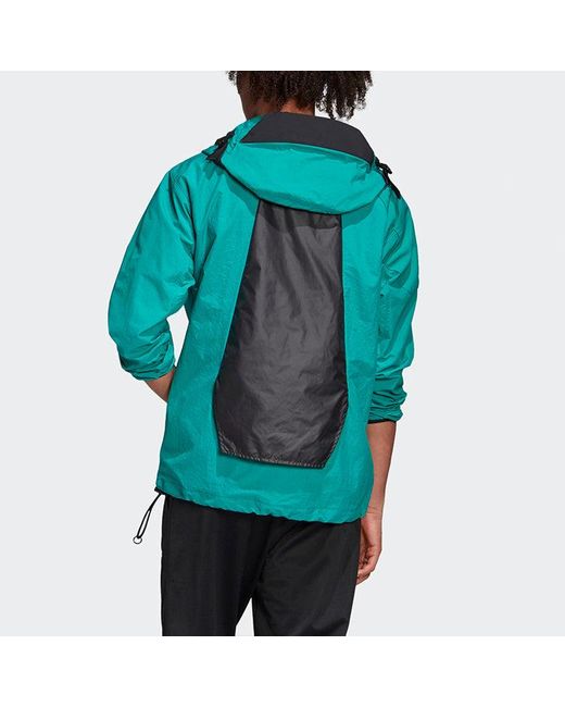 Adidas Blue Originals Half Zipper Hooded Track Jacket for men