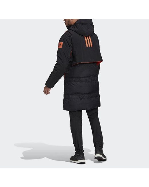 Adidas Blue Myshelter Cr Stay Warm Detachable Reversible Vest Sports Reflective Mid-Length Hooded Down Jacket for men