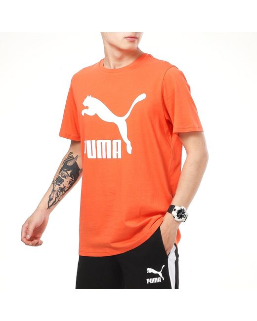 PUMA Orange Classics Logo T-Shirt for men