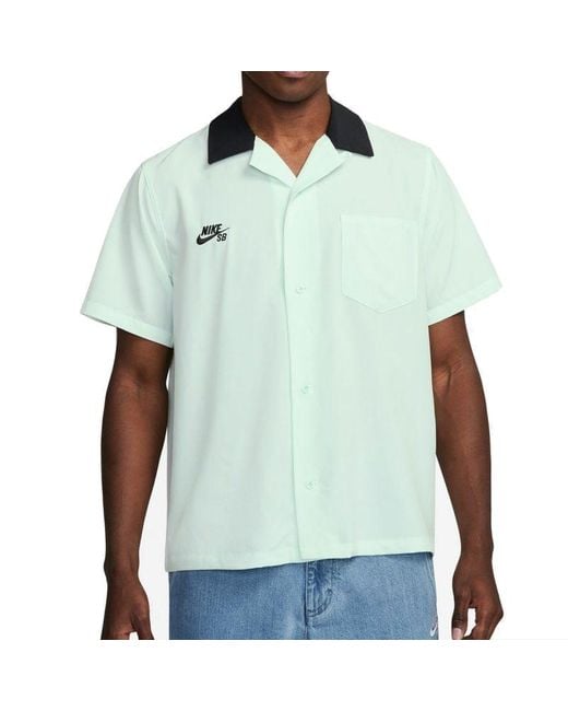 Nike Green Sb Short-Sleeve Button-Up Skate Bowler Shirt 'Federation Agnostic' for men