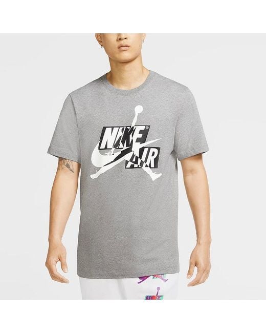 Nike Gray Printing Casual Sports Round Neck Short Sleeve for men