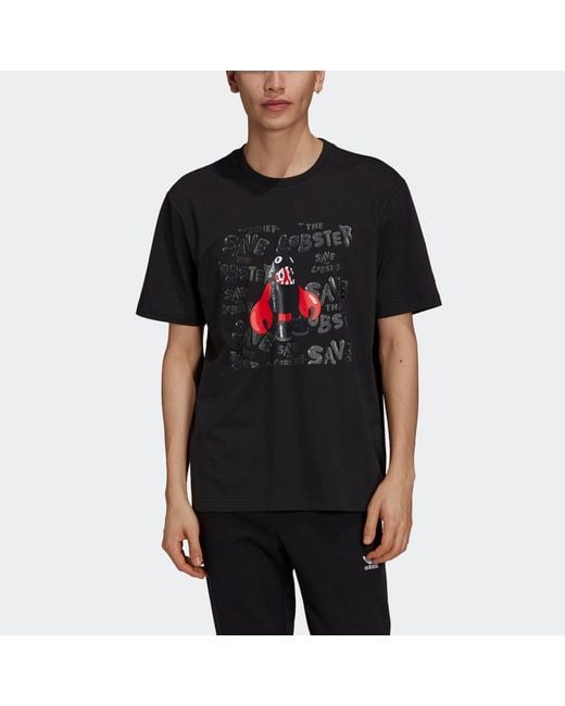 Adidas Black Originals Artist Tee Ss Dragon Printing Round Neck Pullover Sports Short Sleeve for men